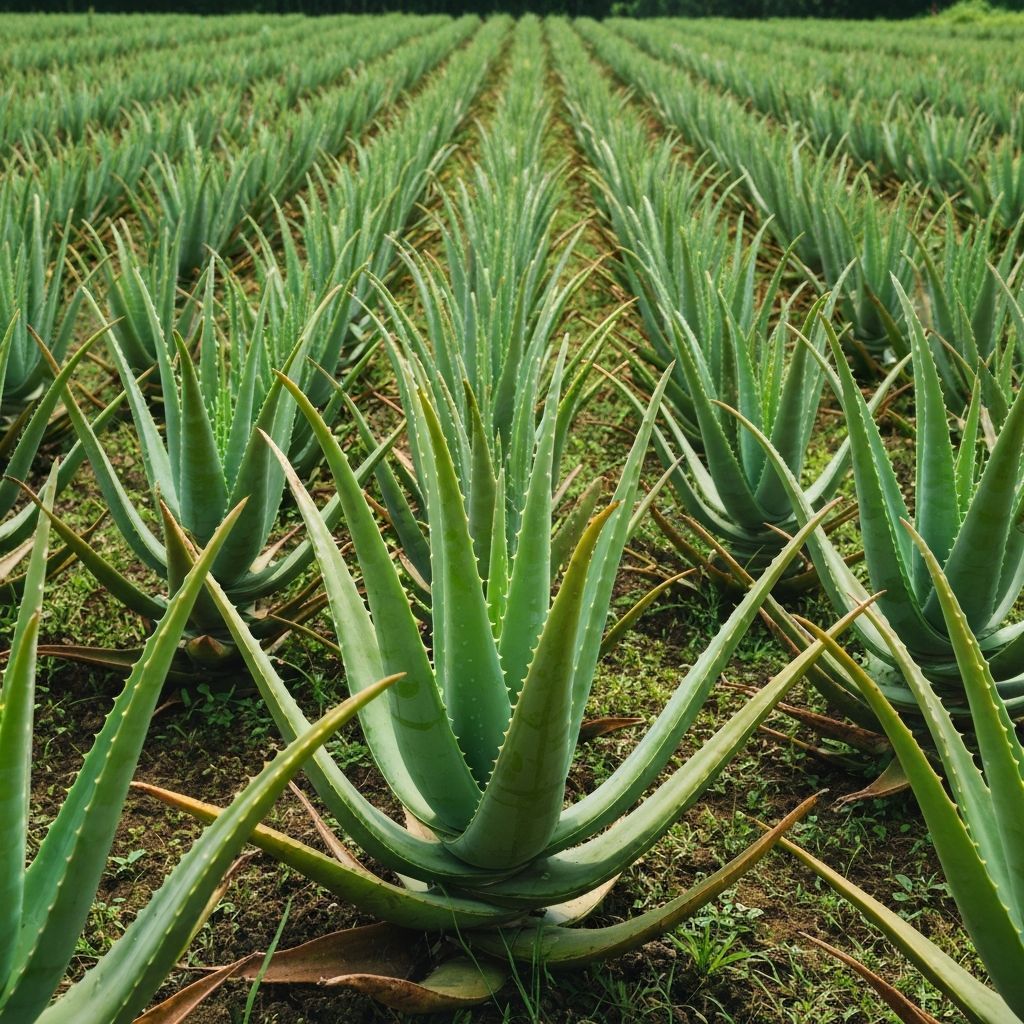 Aloe vera cultivation rows